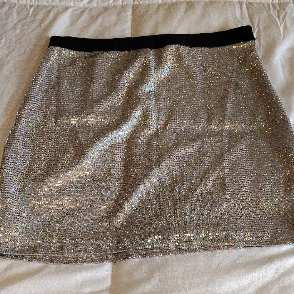 Hello Miss Silver Sequin Mini Pencil Skirt